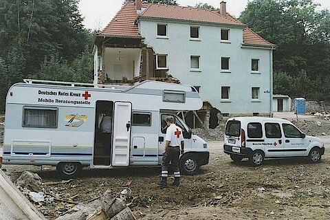 Mobile Beratungsstelle des DRK für Betroffene der Flut in Sachsen